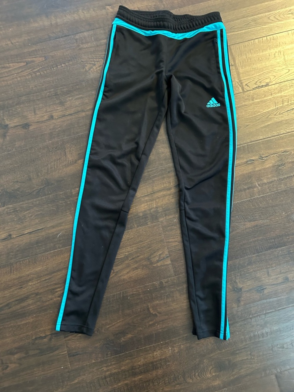 adidas Black Track Pants with Teal Trim